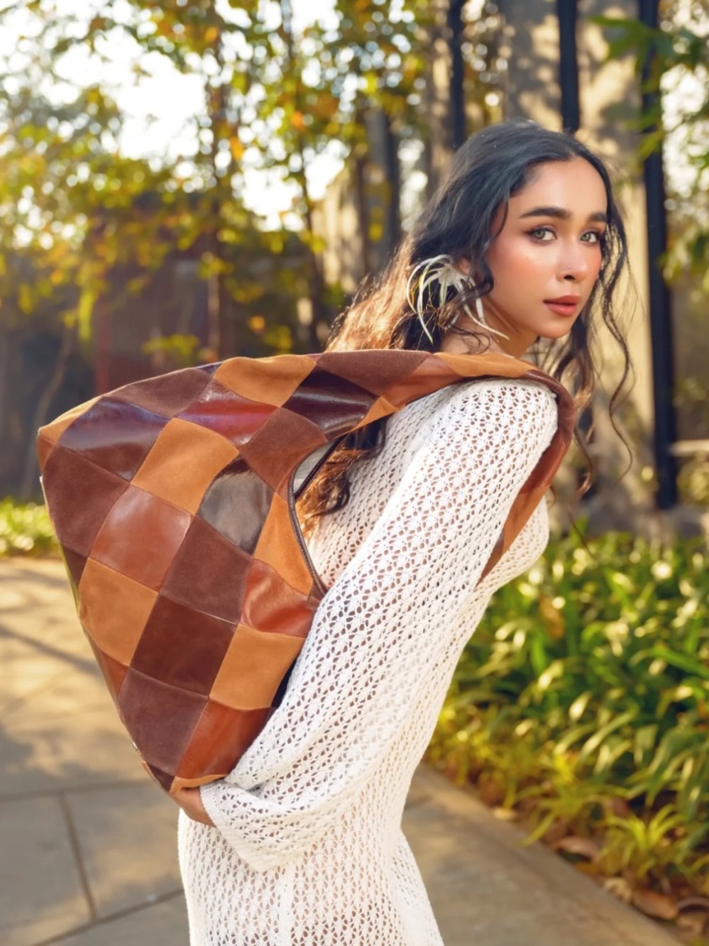 LODIS GENUINE LEATHER Patchwork HOBO SHOULDER BAG NWT -PERFECT FOR FALL